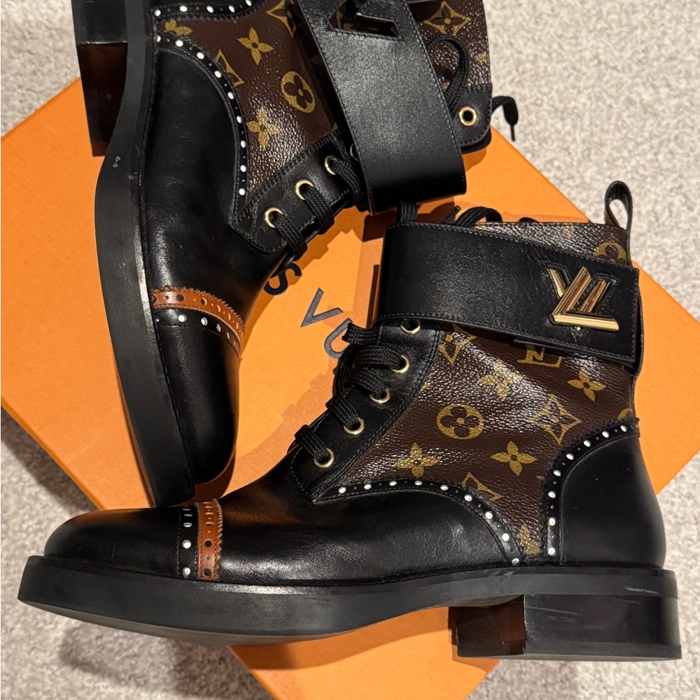 Authentic Louis Vuitton combat boots